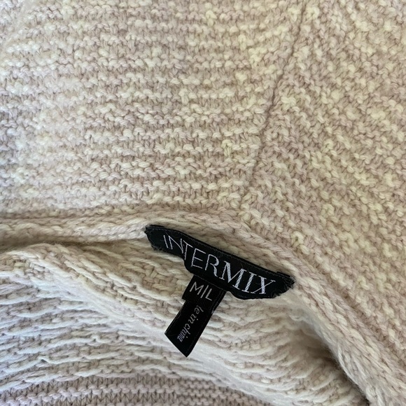 Intermix Knit Cardigan Women’s Size M Pale Pink Open Hooded Short Sleeve Kimono - Picture 5 of 8